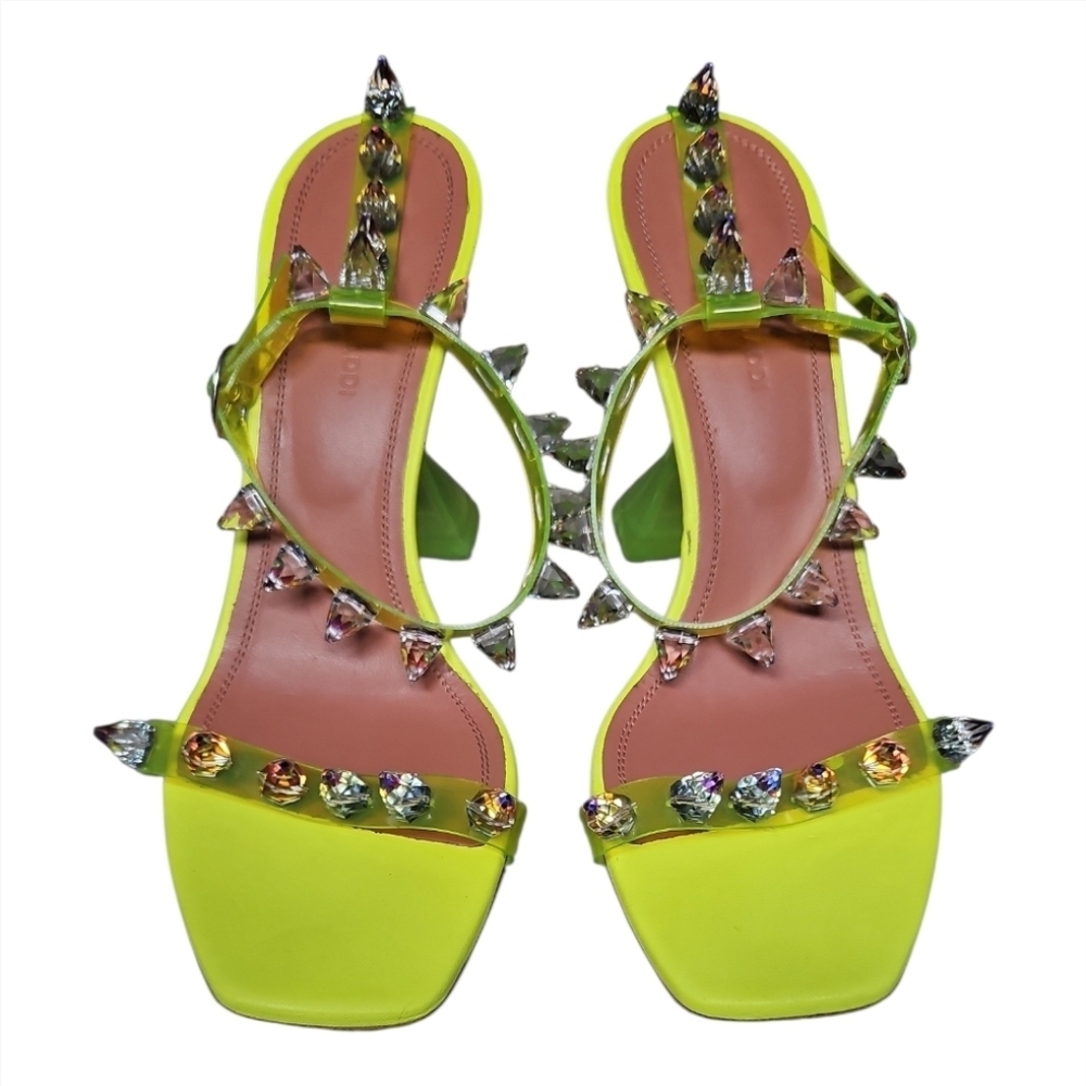 AMINA MUADDI | ​Martini Neon Yellow Crystal PVC Heels EU 36.5 / US 6.5 - Picture 3 of 8